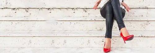 Woman in red heels